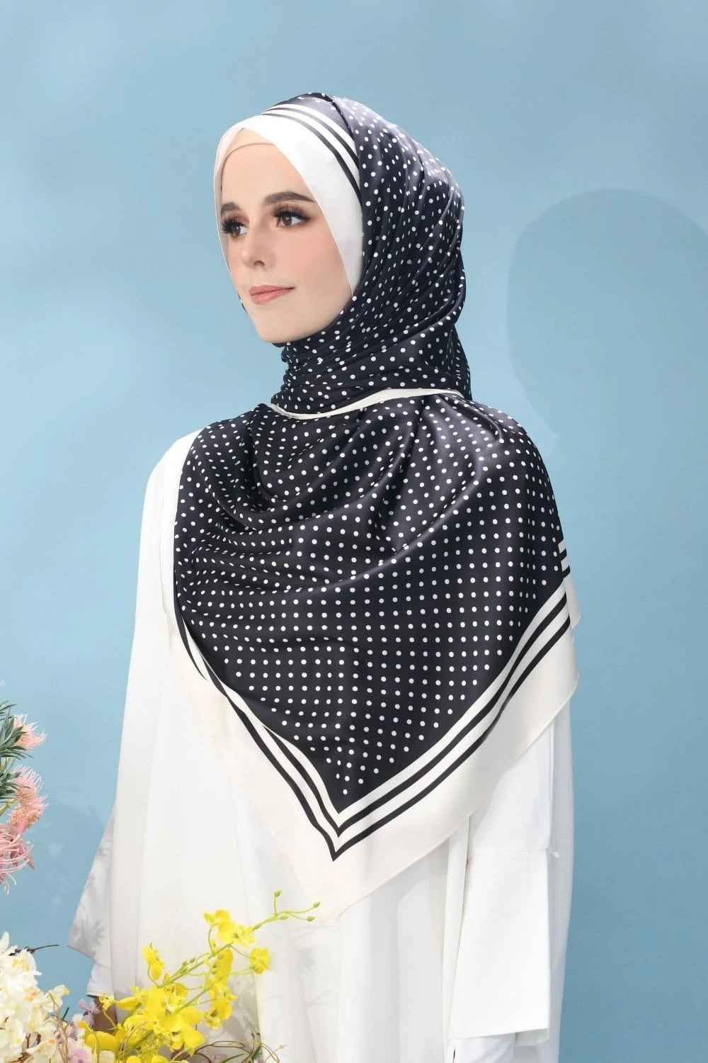 black and white striped hijab