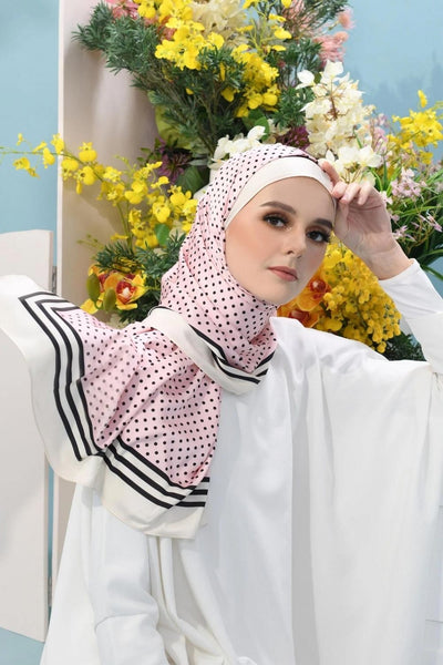 lightweight polka-dot chiffon hijab with classic stripes, ideal for stylish modest fashion