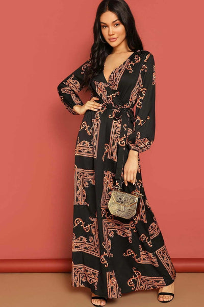 Black Bohemian Maxi Kurti with Paisley Embroidery for Women