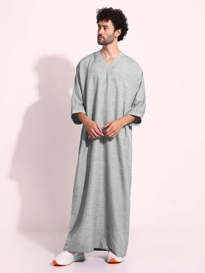 Mens Casual Arabic Wear thobe Jabba Grey Color