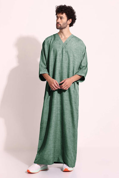 Mens Casual Arabic Wear thobe Jabba Green Color