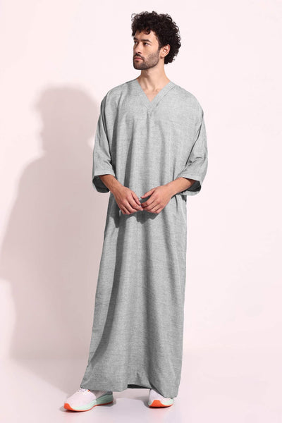 Mens Casual Arabic Wear thobe Jabba Grey Color