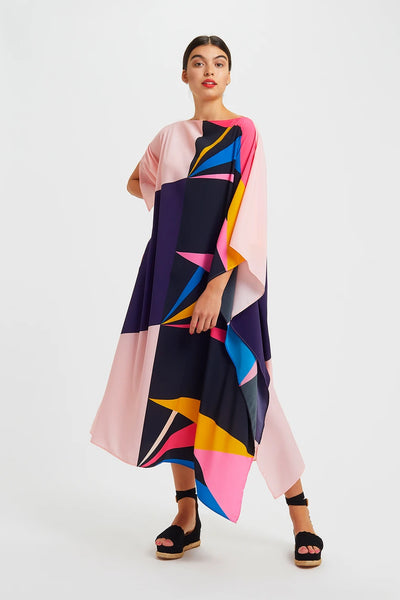 Colorful Hue Print With Premium Silk Fabric Womens Kaftan