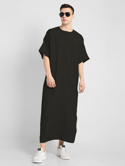 Stylish Black Modern Thobe Full Length Traditional Mens Wear