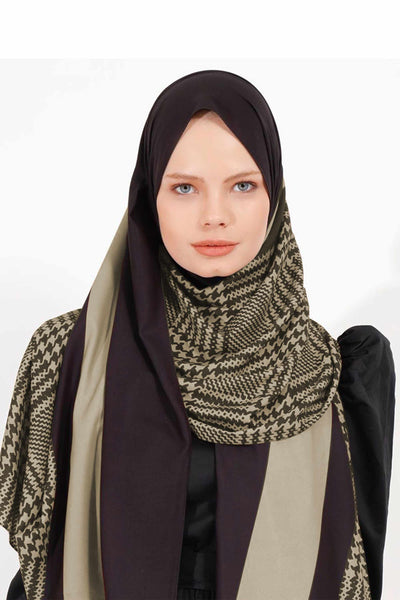 Stylish geometric pattern hijab in diverse colors, perfect for modern modest fashion in Cream Color