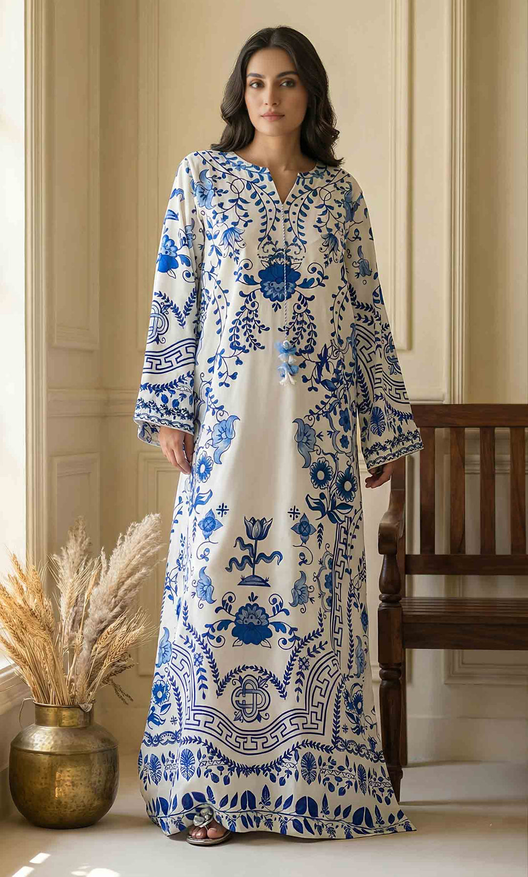 Long Kaftan Dress: Chic Summer Fashion Statement (Celia) - Kaftan.ae Long Kaftan Dress: Chic Summer Fashion Statement (Celia) - Kaftan.ae