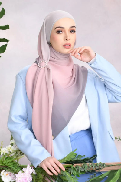 Woman in Luxe Chiffon Hijab Scarf, stylish modest fashion scarf.