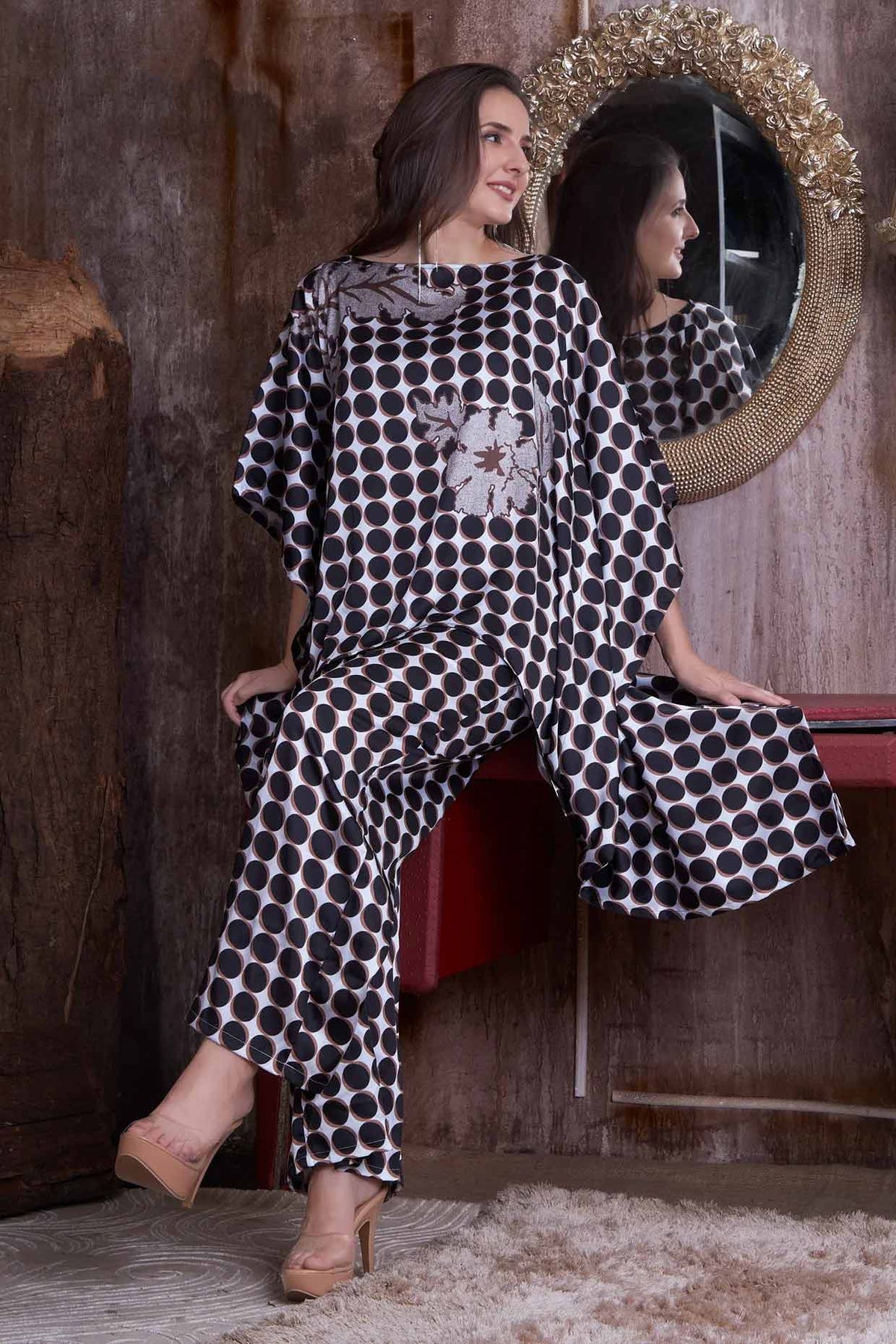 Kaftan Co Ord Set: Polka Dot Elegance for Style with Eshra Set