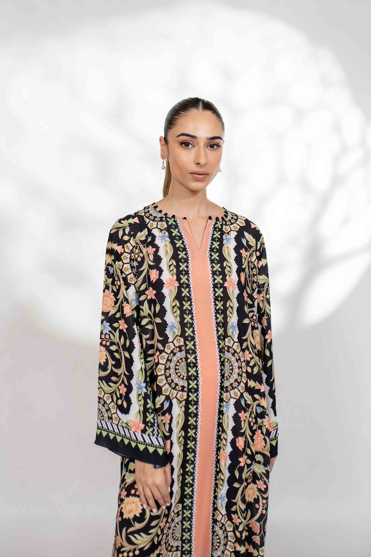 kaftan dress party wear pakistani White and gold Kaftan Dress