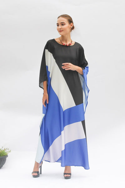 Tri Color Premium Satin Silk Womens Kaftan