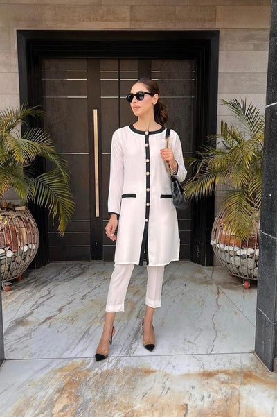 Versatile Casual to Party wear white color womens coord Set